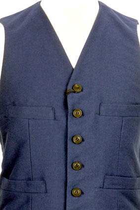 Nigel Cabourn Waistcoat Blue Short Vest view 2 Nigel Cabourn Waistcoat Blue Short Vest view 2
